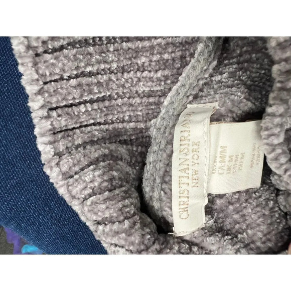 Cozy Diamond Pattern Knit Sweater Gray Pullover Crew Neck Long Sleeve sweater - Picture 4 of 4